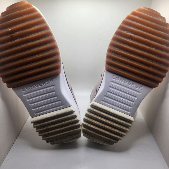 Converse Run Star HighTop Chuck Taylor All Star Beige Leather Sneakers Size 8 Wo - Picture 8 of 9